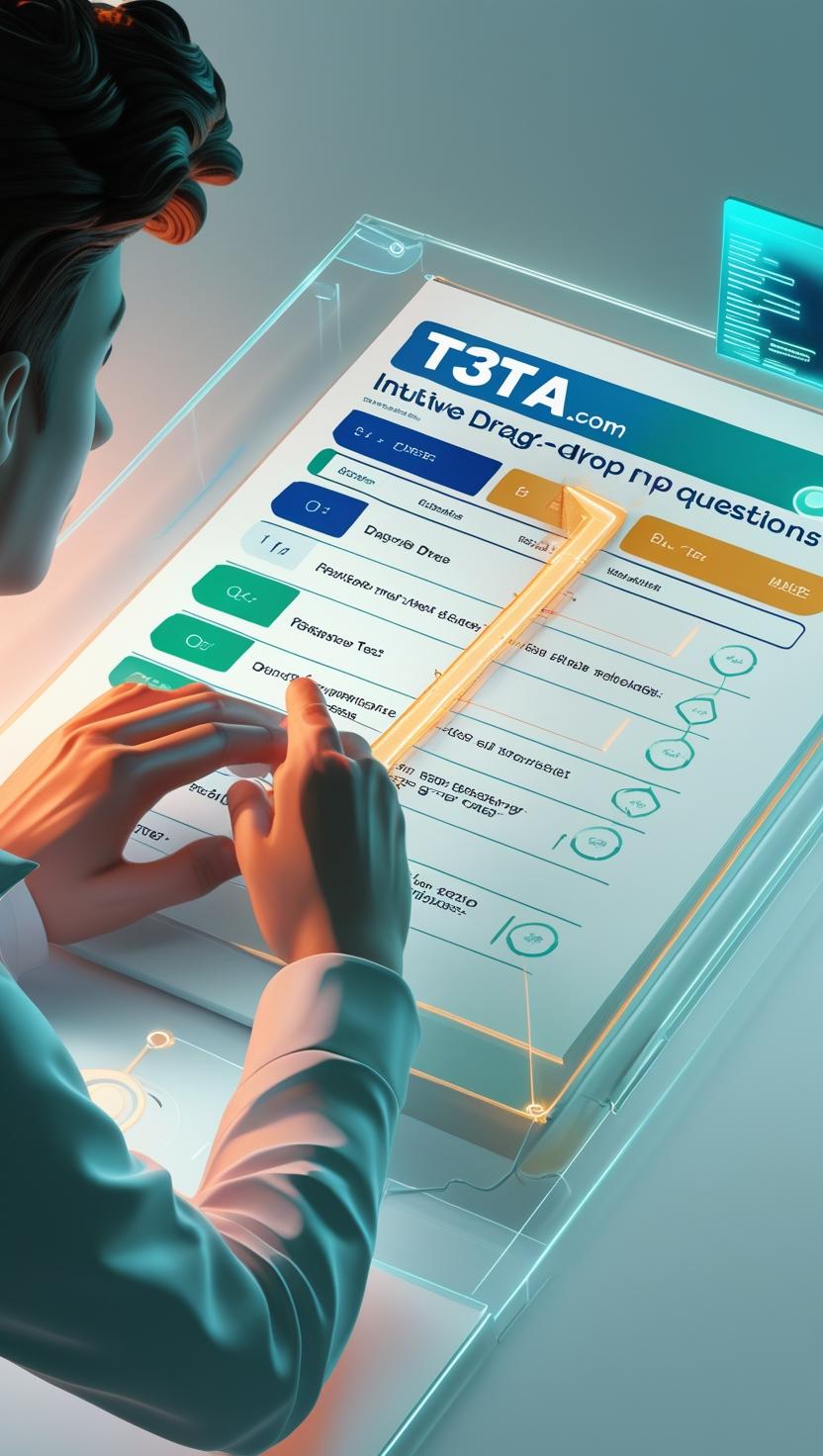 Drag and drop interface for question ordering in t3ta.com test generator